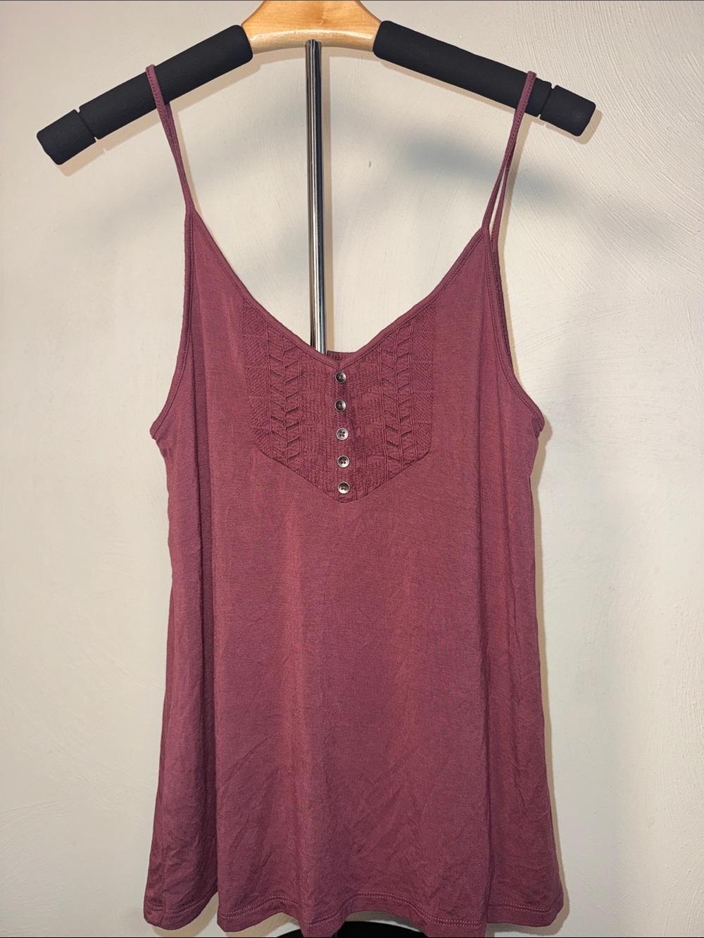 American Eagle Outfitters Mauve/Pink Crochet-Accent Spaghetti Strap Cami